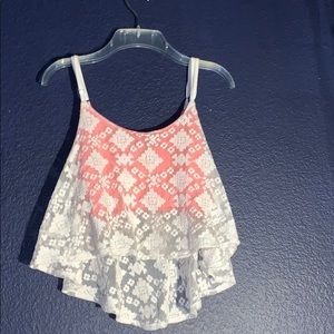 Pink & White Crop Top Tank